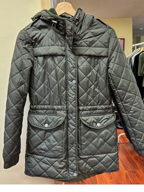 Lucky Brand Quilted Puffer Jacket in Olive Green